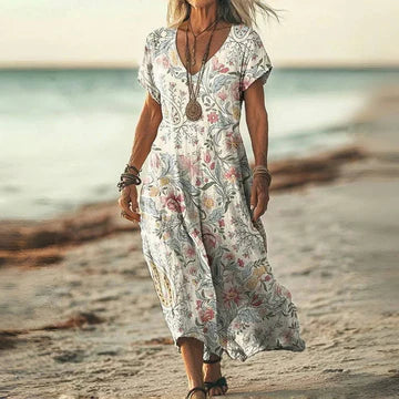 MELINE™ – BLommönstrad Klänning